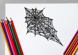 Intricate spider web with dew drops on black background