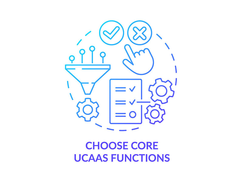 Choose core UCaaS functions blue gradient concept icon
