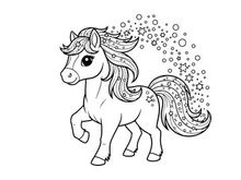 Cute magical unicorn with stars vector illustration