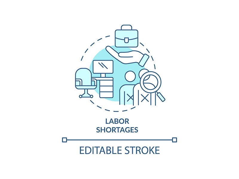 Labor shortages turquoise concept icon