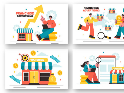 12 Franchise Advertising Business Illustration