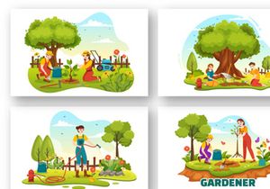 15 Summer Gardener Vector Illustration