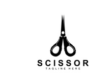 Scissors Logo Design, Barbershop Shaver Vector, Babershop Scissors Brand Illustration