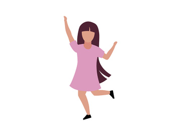Little girl jumping for joy semi flat color vector character preview picture