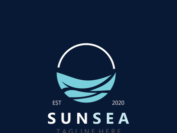 Sun sea Logo design creative premium sun beach logo icon vector template preview picture