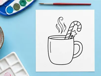 Caneca de Natal com ilustração de arte vetorial de pau de doce para design de cartão de felicitações