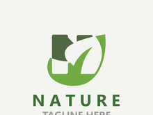 Letter N nature ecology logo with leaves suitable for business garden template vector