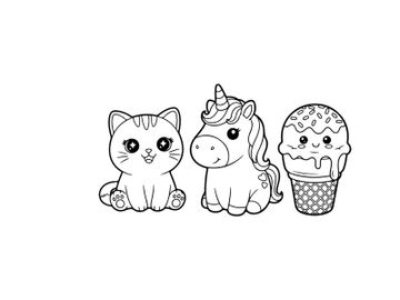 Cute cartoon cat unicorn ice cream vector illustration preview picture
