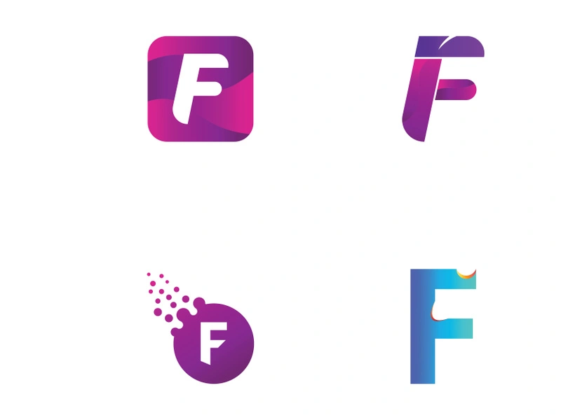 Abstract logo element initial letter F geometric shape. Minimalist and modern F Logo design. Logo can be used for branding and business cards.