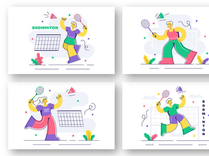 10 Badminton Player Illustration