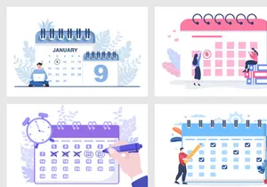 10 Calendar for Planning Work or Events Vector Illustration