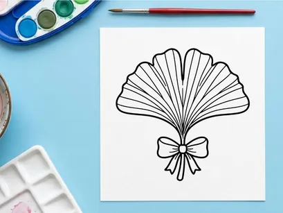 Elegant fan with bow, decorative accessory for fashion and events. Stylish ornament for celebrations and cultural displays.