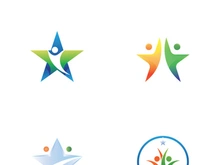 Logo design of people with stars to achieve success.