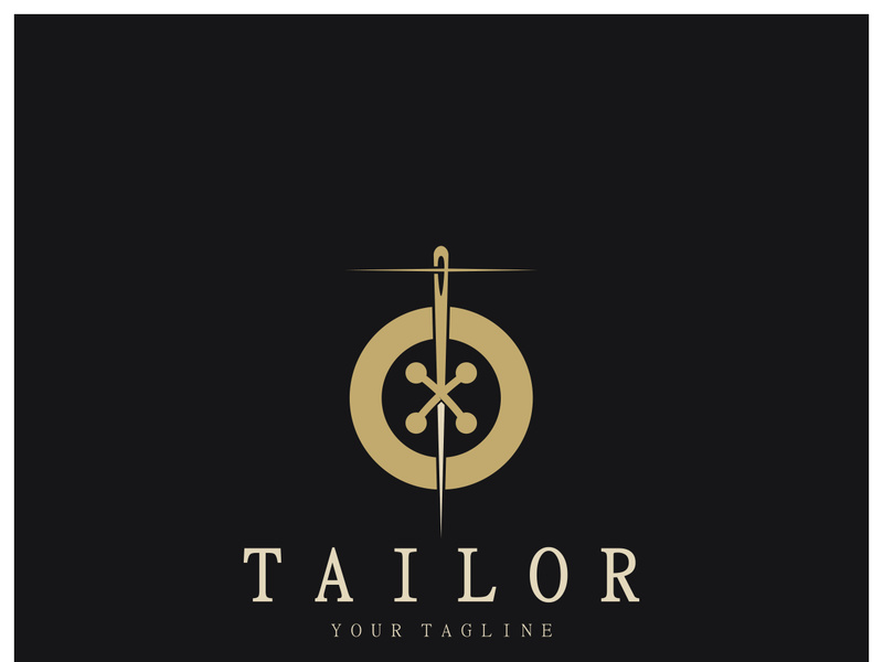 tailor logo icon illustration template combination of buttons for clothes, thread and sewing machine, for clothing product design, convection companies, fashion in vector form