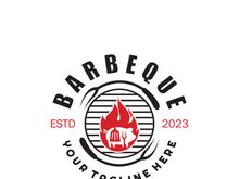 Simple Barbecue Vintage hot grill, with crossed flames and spatula. Logo for restaurant, badge, cafe and bar.vector