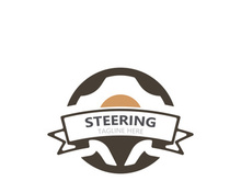 Steering wheel logo automotive car design garage auto repair workshop illustration