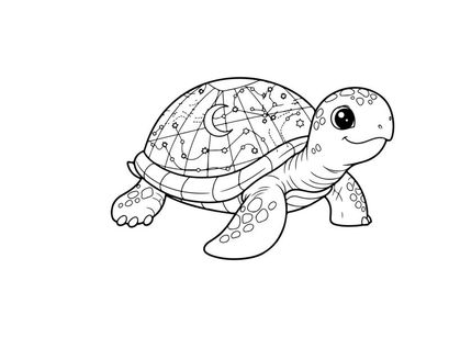 Cute turtle with world map shell vector illustration flat design