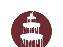 Sweet cake template logo design vector illustration of silhouette with cherries