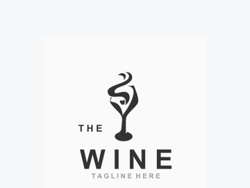 Wine drink Vintage logo label with glass or beer premium, bars, clubs, cafes company preview picture