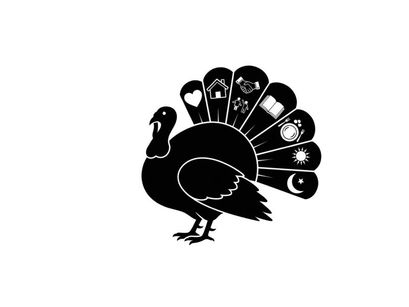 Decorative silhouette of a peacock with intricate tail feathers design