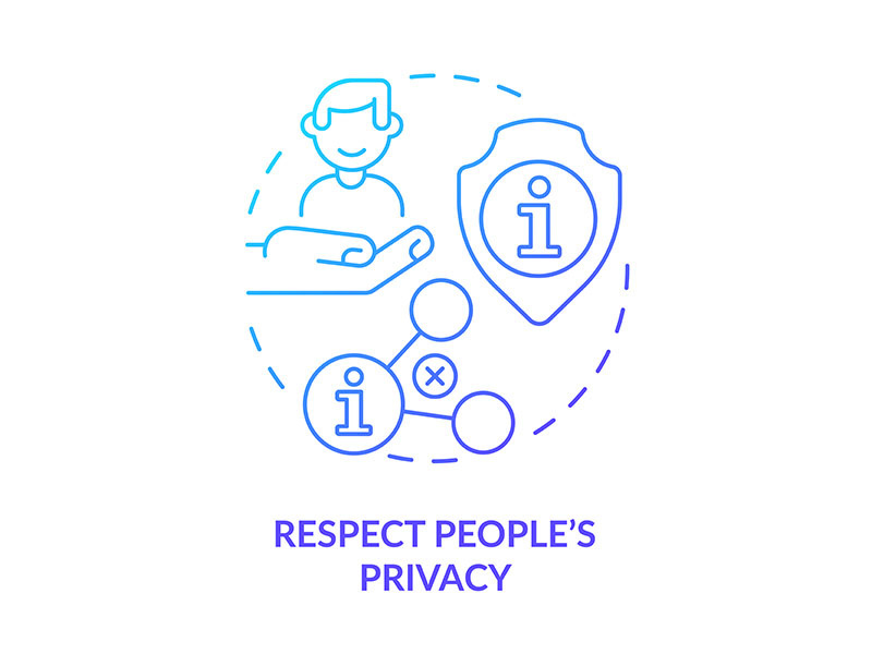 Respect people privacy blue gradient concept icon