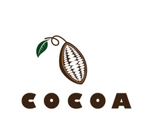 cocoa logo,cocoa bean,cocoa tree,cocoa branches and leaves,chocolate mix on white background,vintage,modern,simple,minimalist icon illustration template design vector