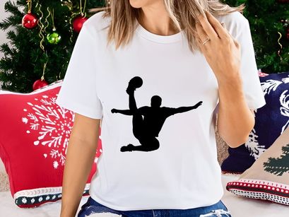 Silhouette of a person playing volleyball with dynamic movement and athleticism