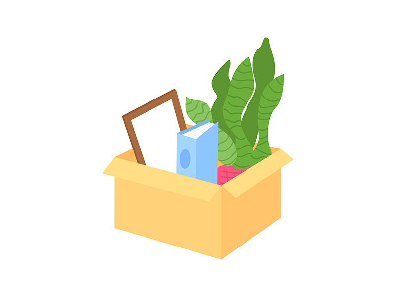 Packing things in box for moving semi flat color vector object