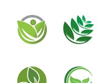 Logos of green tree leaf ecology nature element vector