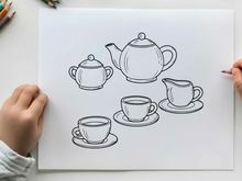Tea set collection flat design vector illustration