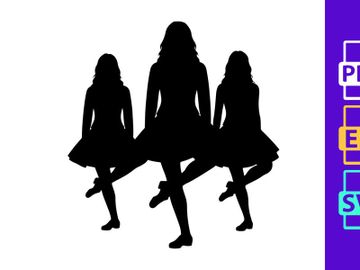 Three women dancing in silhouette black and white party style preview picture