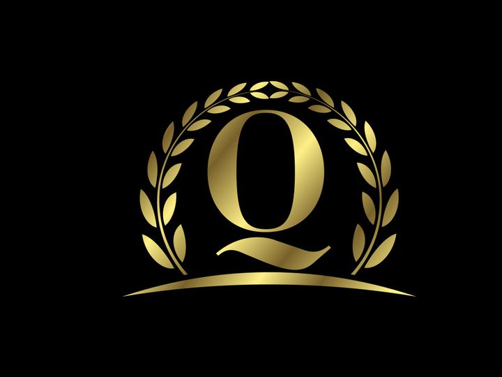 Golden letters with a golden laurel wreath. English alphabet, vector illustration