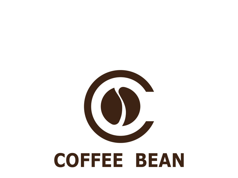 Coffee bean logo for cafe, business, label.