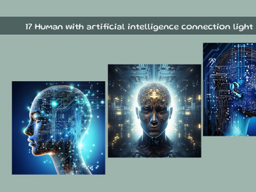 Human with artificial intelligence connection light effect preview picture