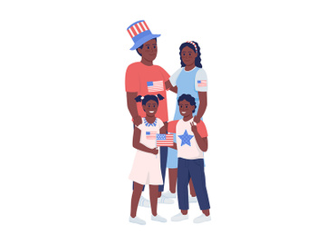 Family at Independence day holiday semi flat color vector characters preview picture