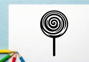 Black and White Spiral Lollipop on Stick for Candy and Confectionery Ads