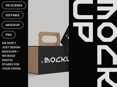 Wide Low Carry Handle Box Mockup