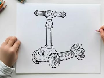 Cute scooter with heart valve vector illustration preview picture
