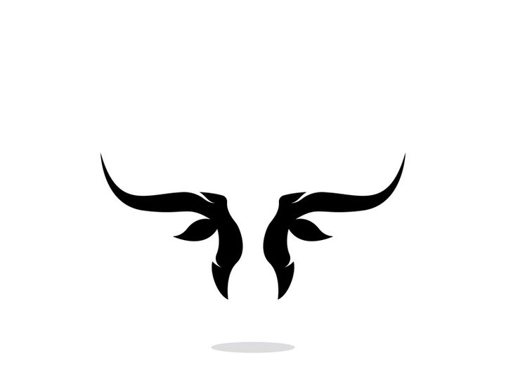 Retro vintage bull head horns logo.
