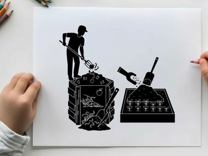 Silhouette of man pouring wine into a large decanter and bottle