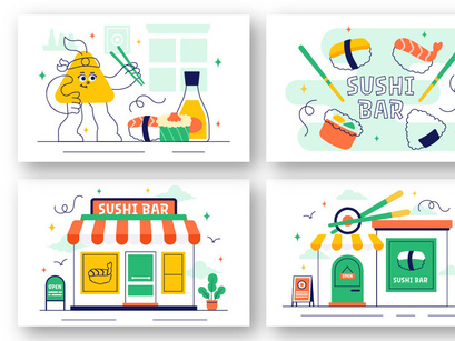 10 Sushi Bar Illustration