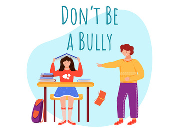 Don’t be bully flat poster vector template preview picture