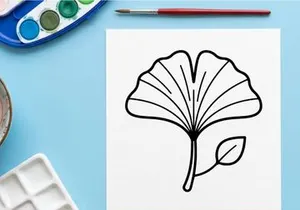 Arte vetorial minimalista de uma folha de ginkgo. Ilustração botânica elegante para projetos de design.