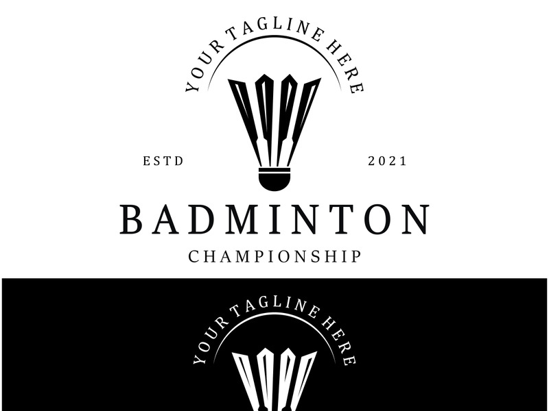 Modern Badminton logo design with Dynamic Shuttlecock and Racket, for championship, sport, sports shop, badminton school, business, company, tournament
