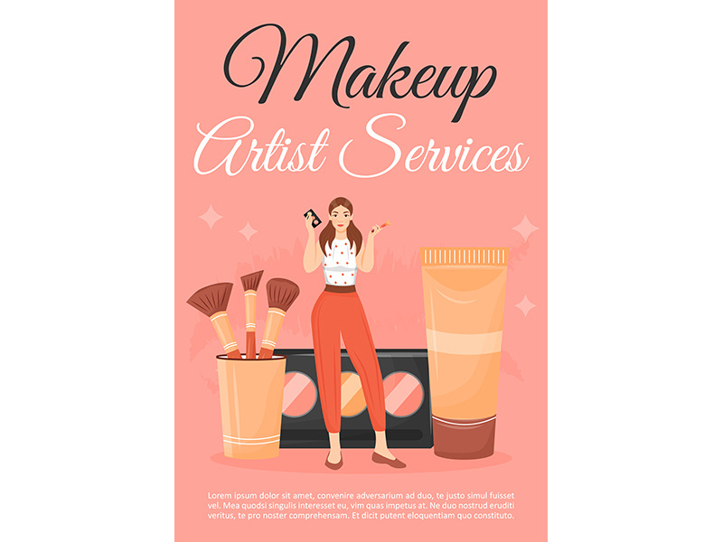 Makeup artist service poster flat vector template