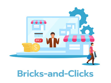 Bricks-and-clicks flat vector illustration preview picture