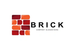 Bricks Logo Design, Material Stone Illustration Vector, Building Construction Icon
