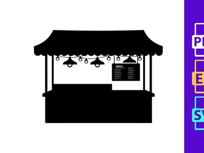 Asian food vendor stall with menu