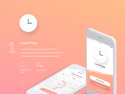LunchTime - Mobile App Design Freebie