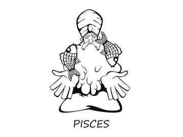 Pisces zodiac sign man outline cartoon vector illustration preview picture